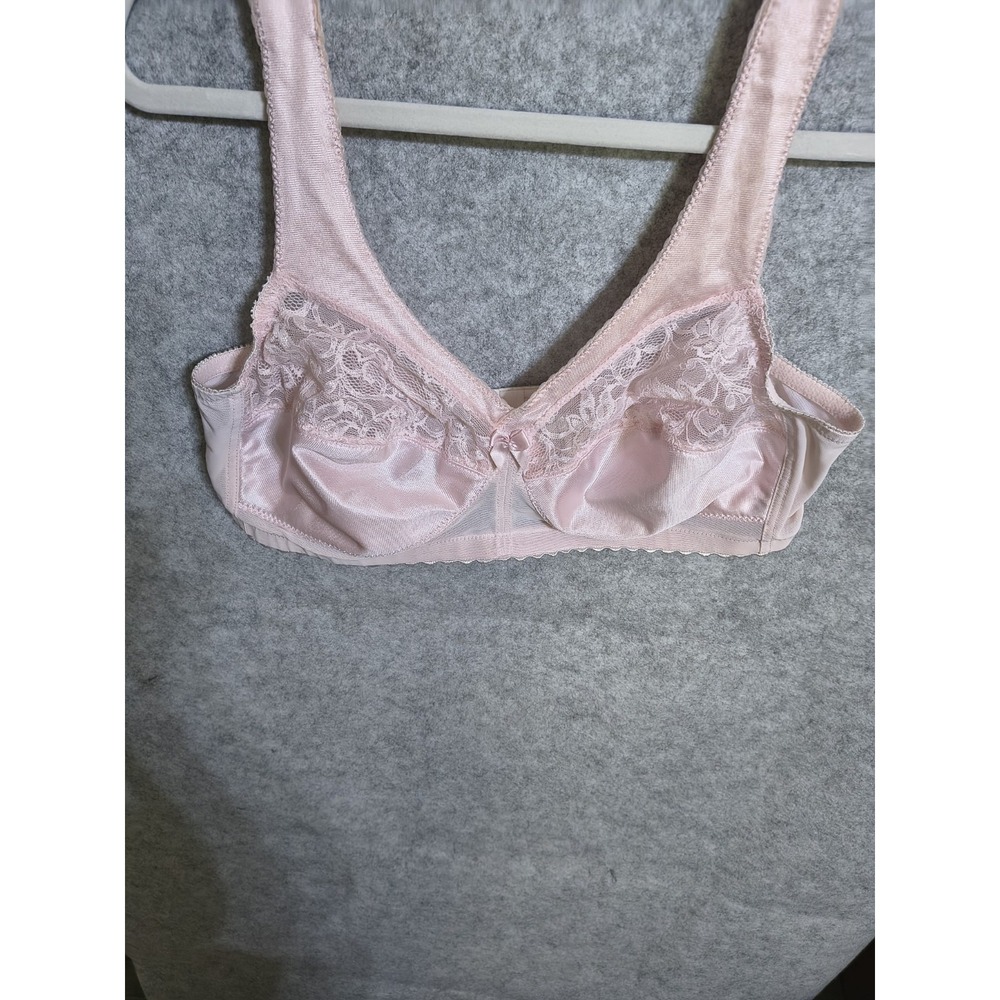 Glamorise Magic Lift 1000 Black Bra Size 38C No Wire Or Padding Lacy Pad Straps
